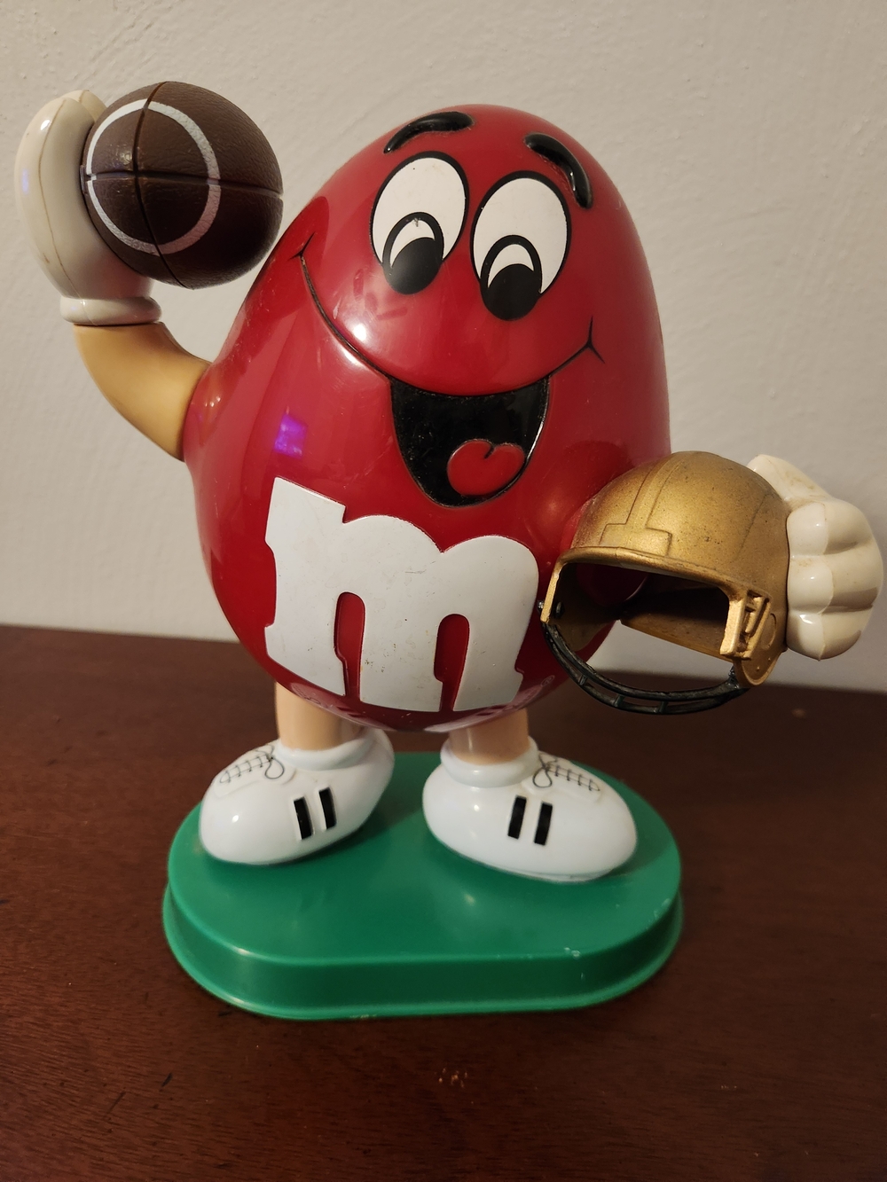 Vintage Red M&M's Football Player Mars Candy Dispenser